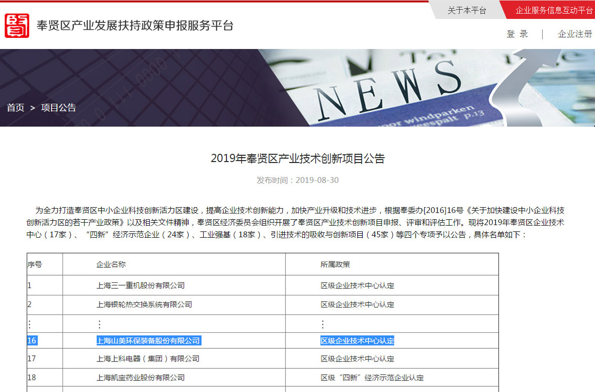 喜訊｜山美股份通過上海市奉賢區(qū)產業(yè)技術創(chuàng)新項目評審